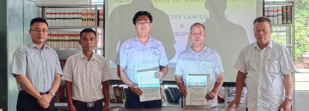 Faculty of City Law College and officials of Sunrise Colony Council during the singing of the MoU in Dimapur on June 3.